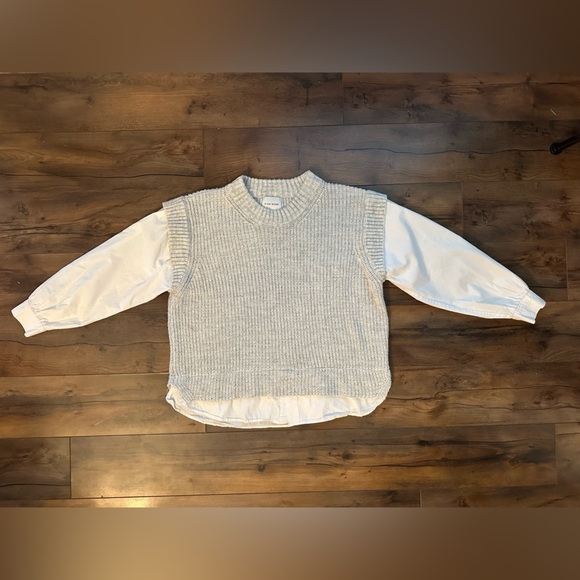 Pink Rose Gray Knit & White Layered Sweater Top – Size M - Picture 1 of 8